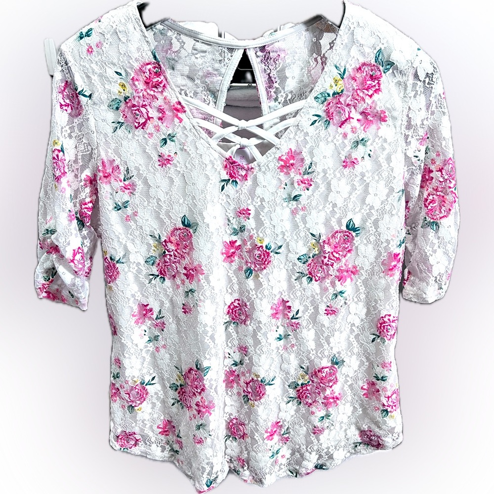 No Boundaries Floral Lace Shirt